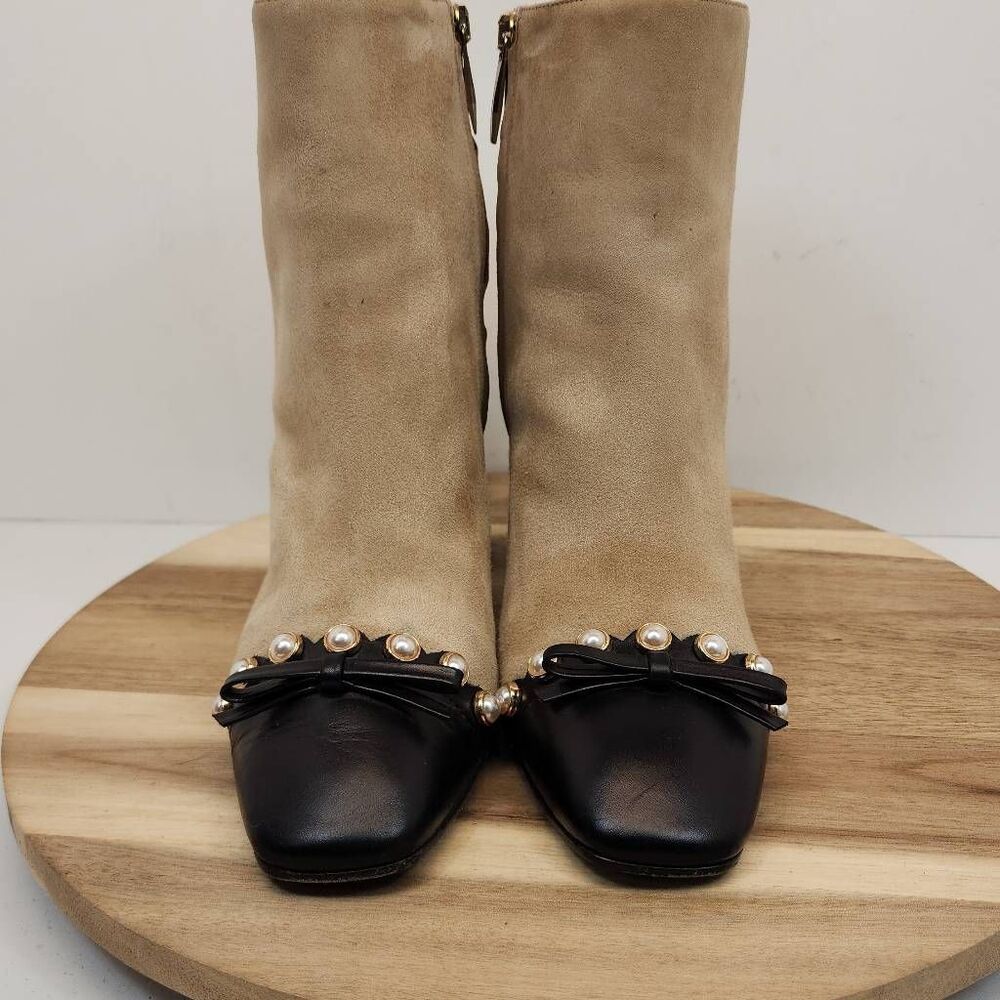 Kate Spade New York Orton Suede Pearl Coquette Ankle Boots Size 7.5 - Picture 2 of 10